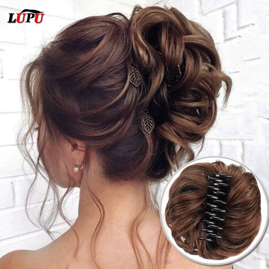 LUPU Synthetic Hair Bun Claw Clip in Chignon Hair Piece Curly Messy